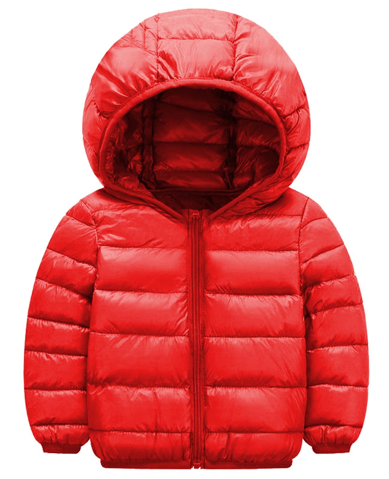 Kids Jacket Long Sleeve Zip Up Quilted Padded Puffer Bubble Warm Hooded Coat Top