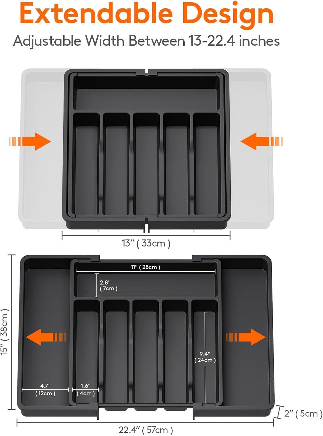 Bandeja organizadora de cubiertos expandible de plástico ajustable cajón de cocina caja de almacenamiento - Imagen 13 de 16