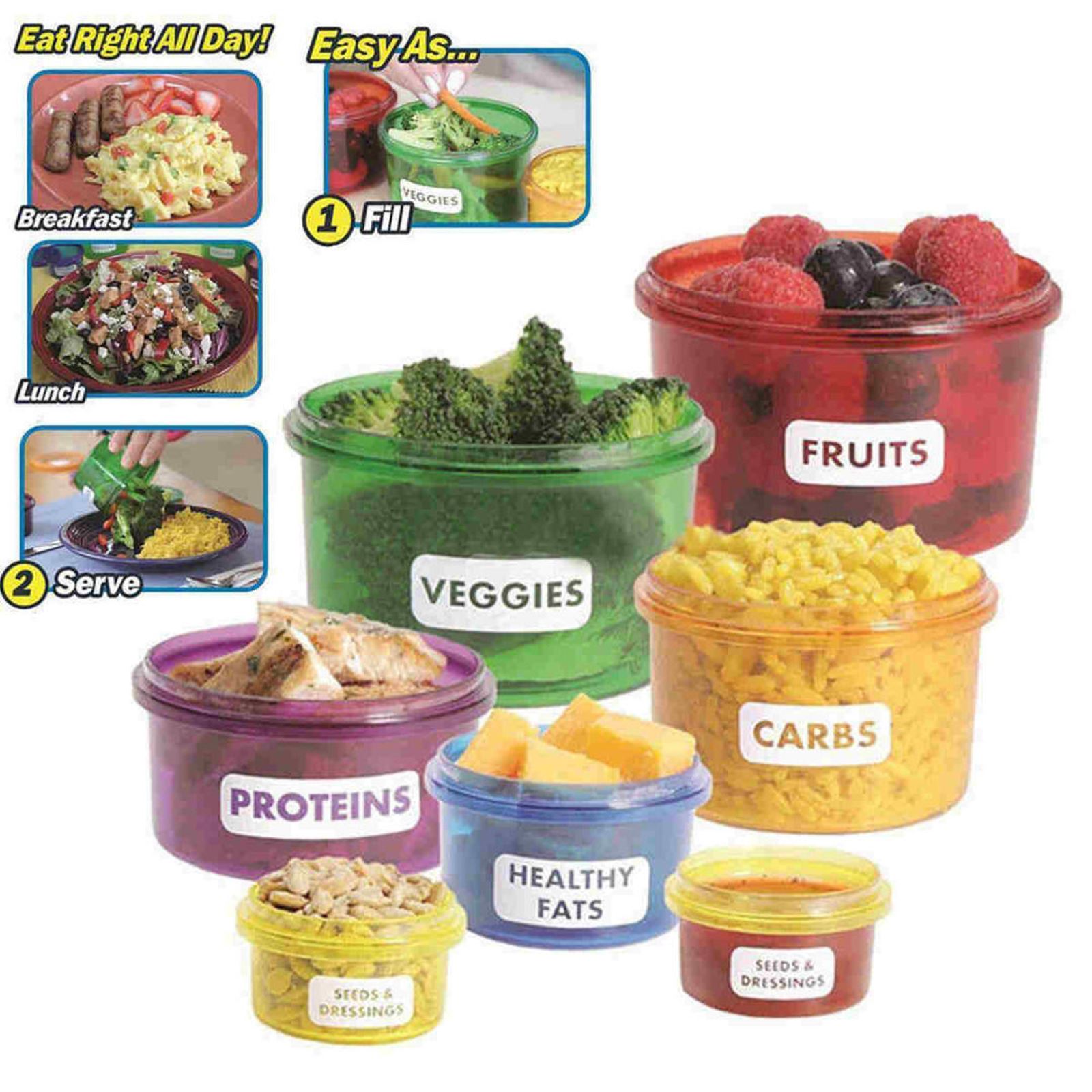 Food Portion Container Set 7 Piece Set Weight Loss Diet Control Healthy