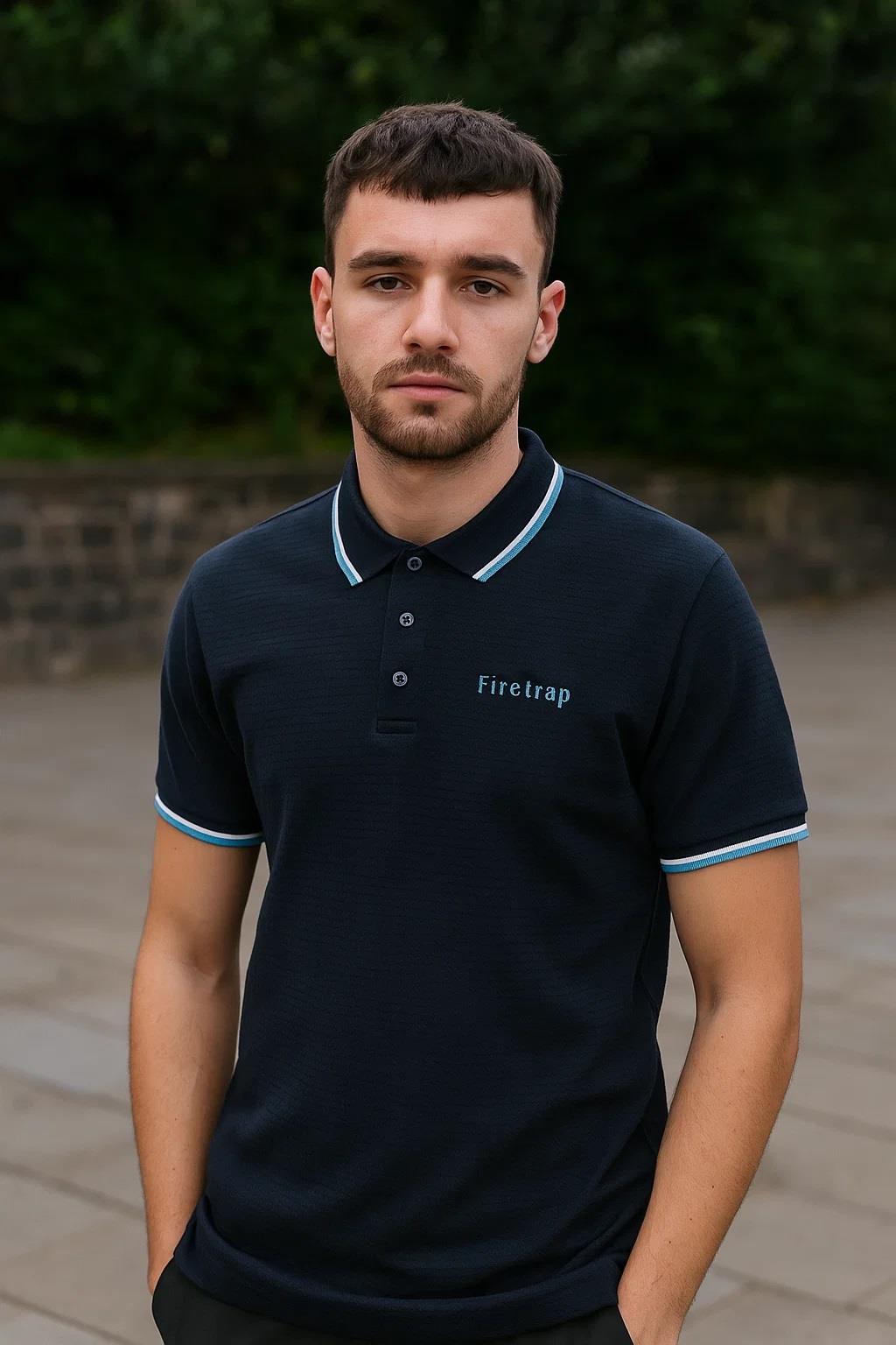 Mens Polo T Shirt Firetrap Plain Shirt Short Sleeve Pique Golf Casual Tee Shirts - Picture 11 of 13
