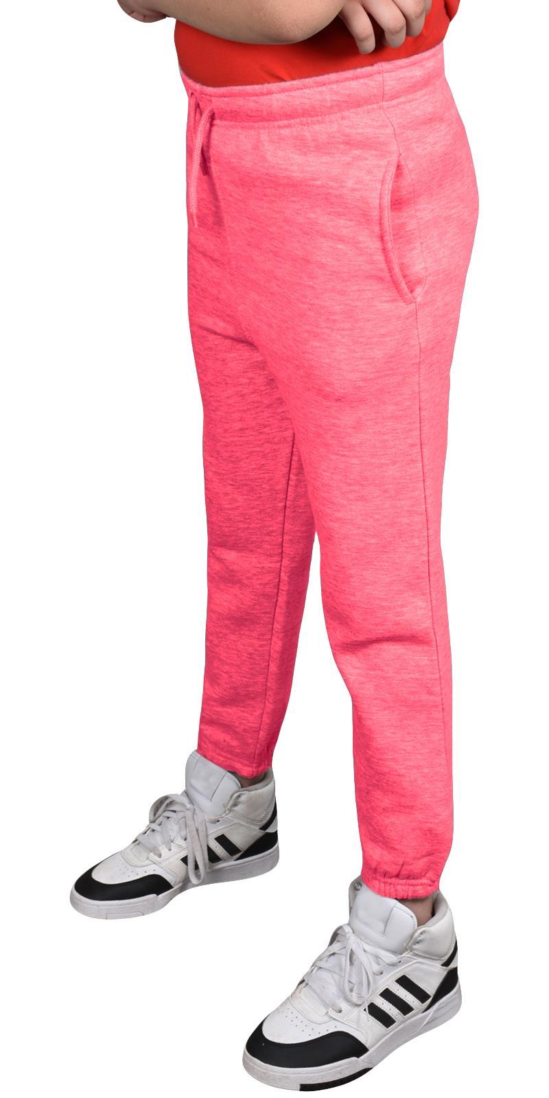Jogging Bottoms Pack of 2 Kids Boys Girls Warm Fleece PE Plain Tracksuit Joggers - Picture 33 of 62