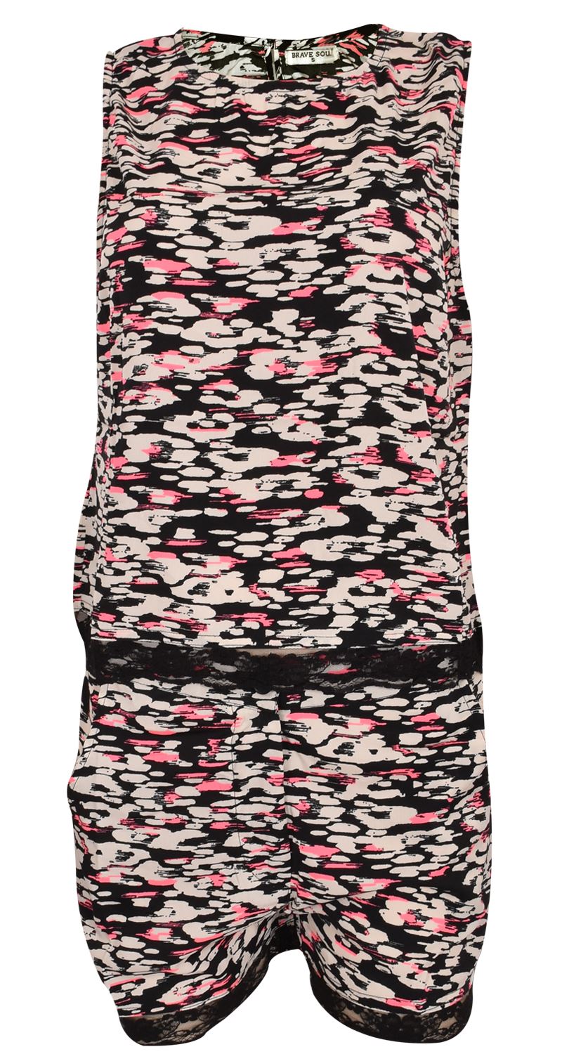 Conjunto de Top y Pantalones Cortos de Encaje Estampado Animal Damas Co-Ord Dos Piezas Flippy - Imagen 10 de 11