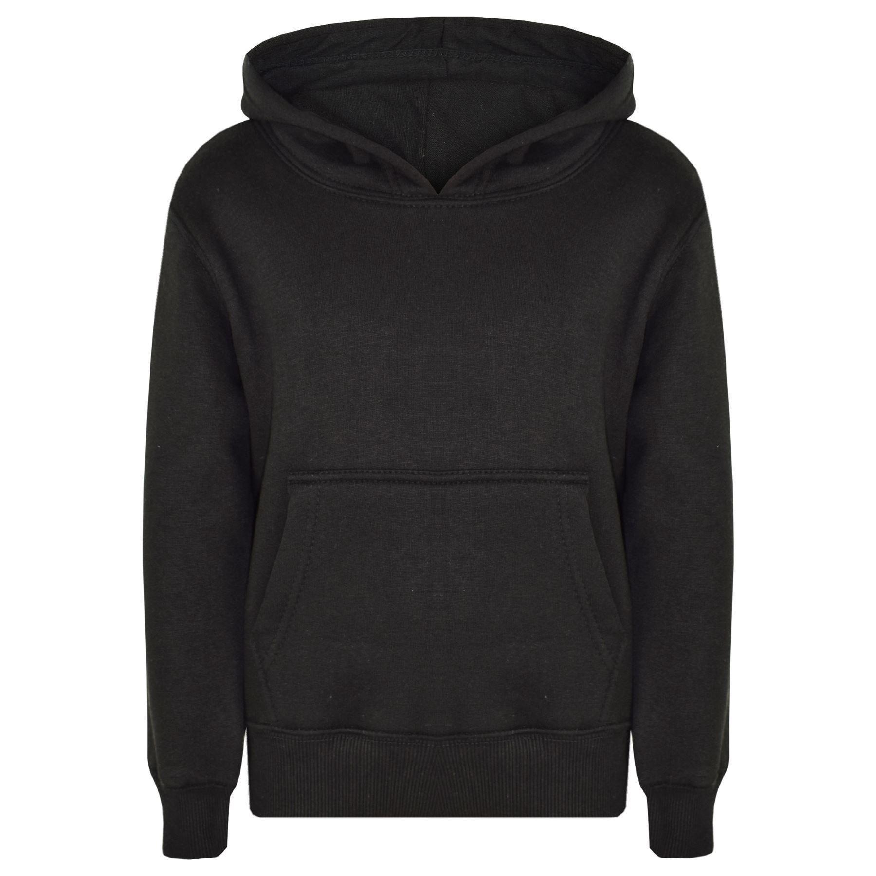 Kids Girls Boys Plain Hooded Jumper Fleece Pullover Hoodie Unisex Sweatshirt - Picture 80 of 128