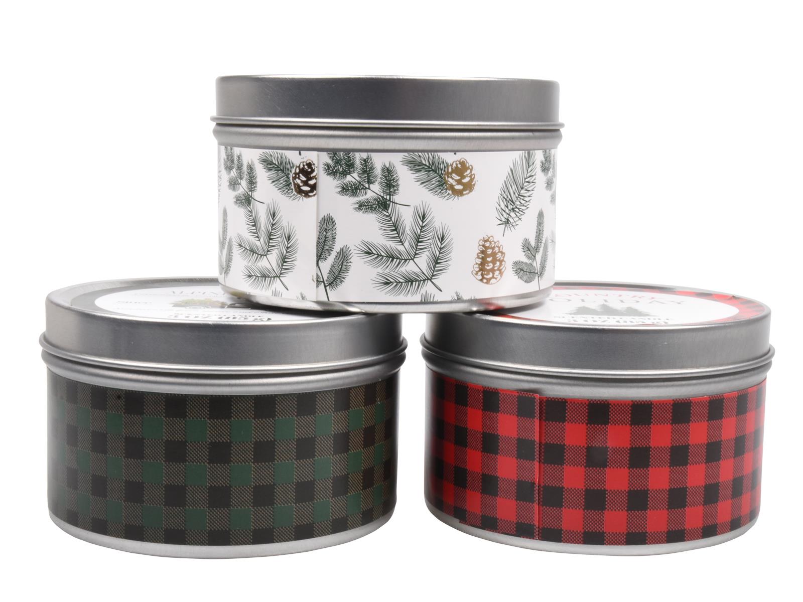 Scented Candles New Set of 3 Festive Christmas Decorative Tin Xmas Gift set - Picture 61 of 99