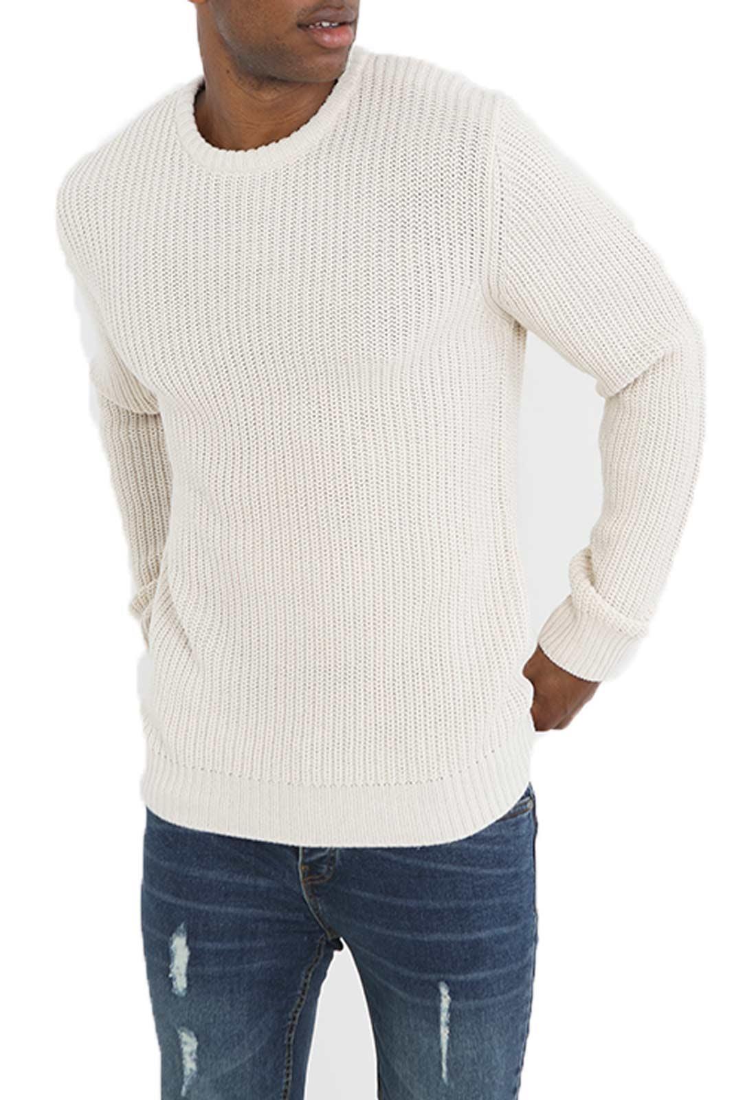 Brave Soul Mens Cable Knit Fisherman Knitted Jumper Weave Warm Pullover Sweater - Picture 47 of 51