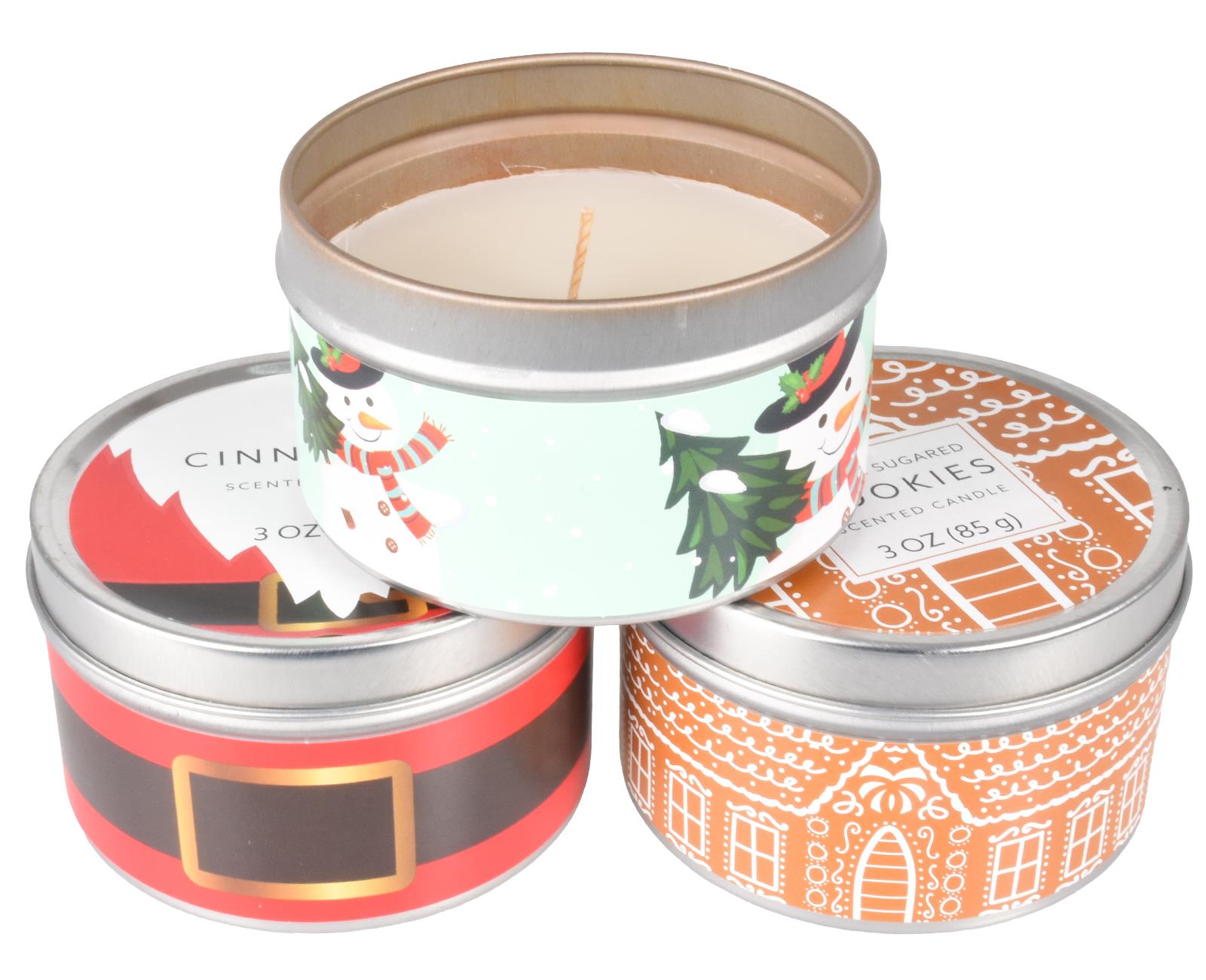 Scented Candles New Set of 3 Festive Christmas Decorative Tin Xmas Gift set - Picture 89 of 99