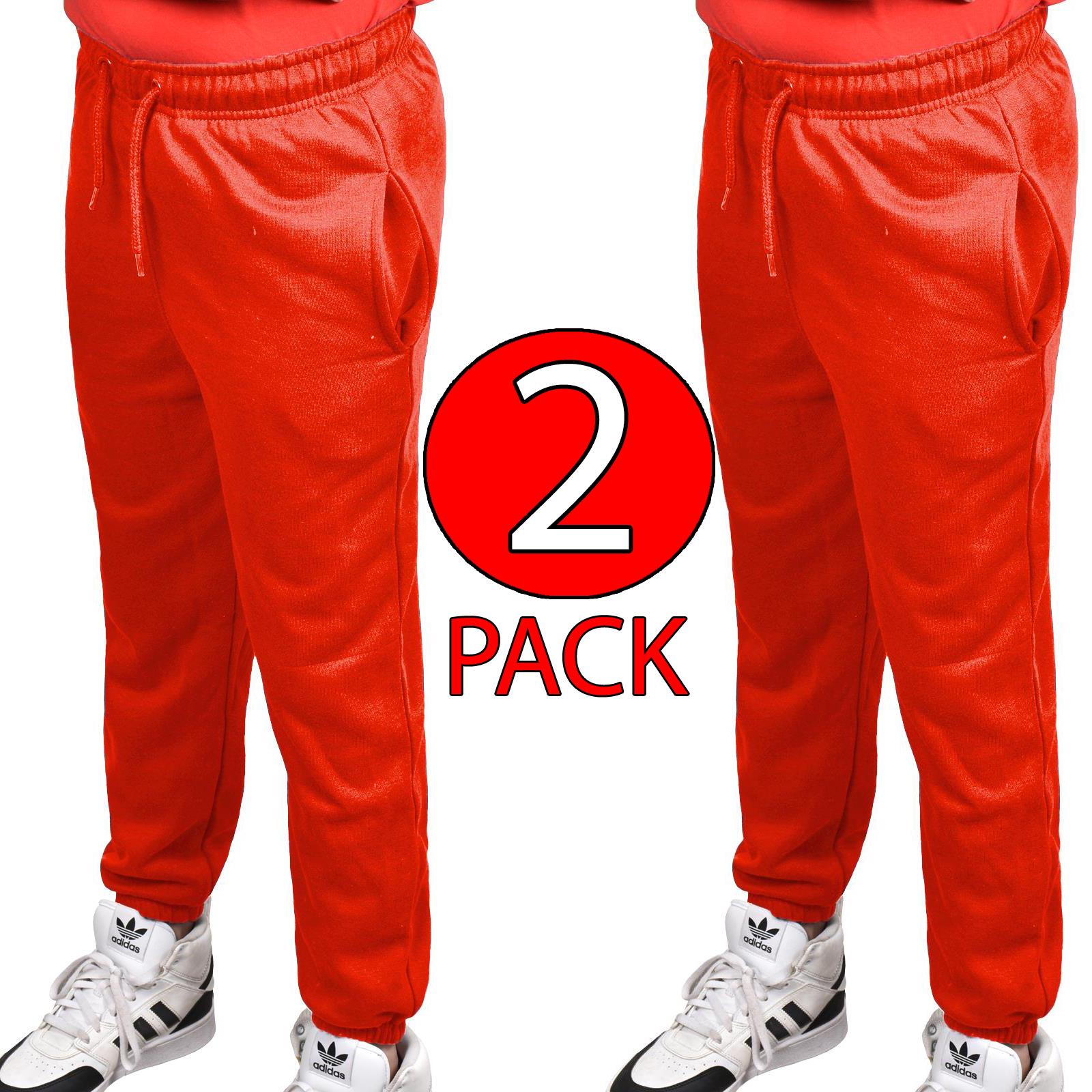 Jogging Bottoms Pack of 2 Kids Boys Girls Warm Fleece PE Plain Tracksuit Joggers - Picture 51 of 62