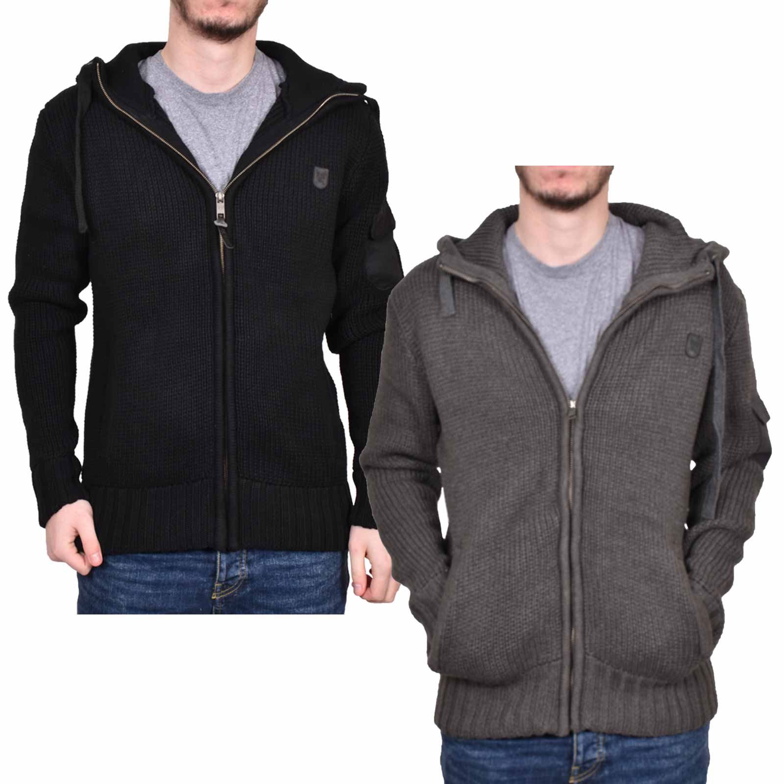Mens Hoodie Brave Soul Knitted Full Zip Long Sleeve Cardigan Top Hoody