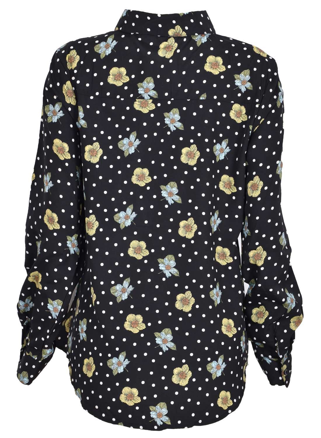 Womens Long Sleeve Floral Shirt Ladies Collar Blouse Dot Casual Work T-Shirt Top - Picture 13 of 22