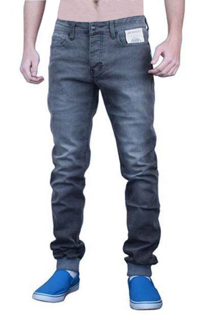 ENZO Mens Jeans Stretch Skinny Slim Fit Cuffed Cotton Denim Pants Trousers