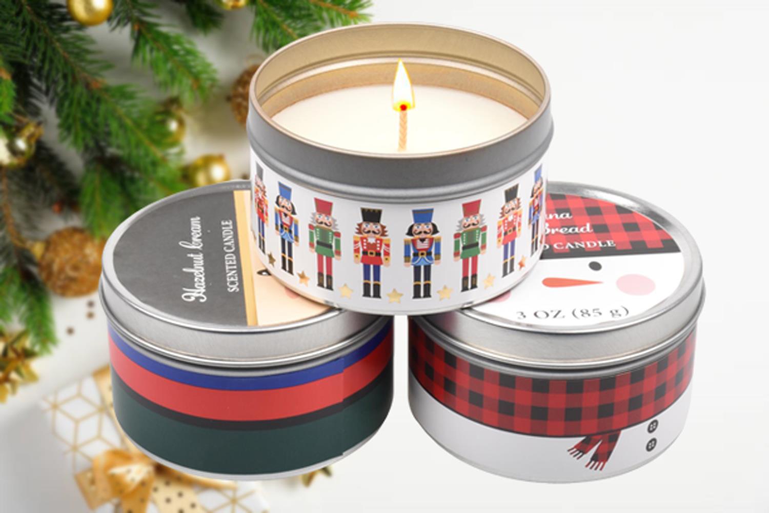 Scented Candles New Set of 3 Festive Christmas Decorative Tin Xmas Gift set - Picture 54 of 99