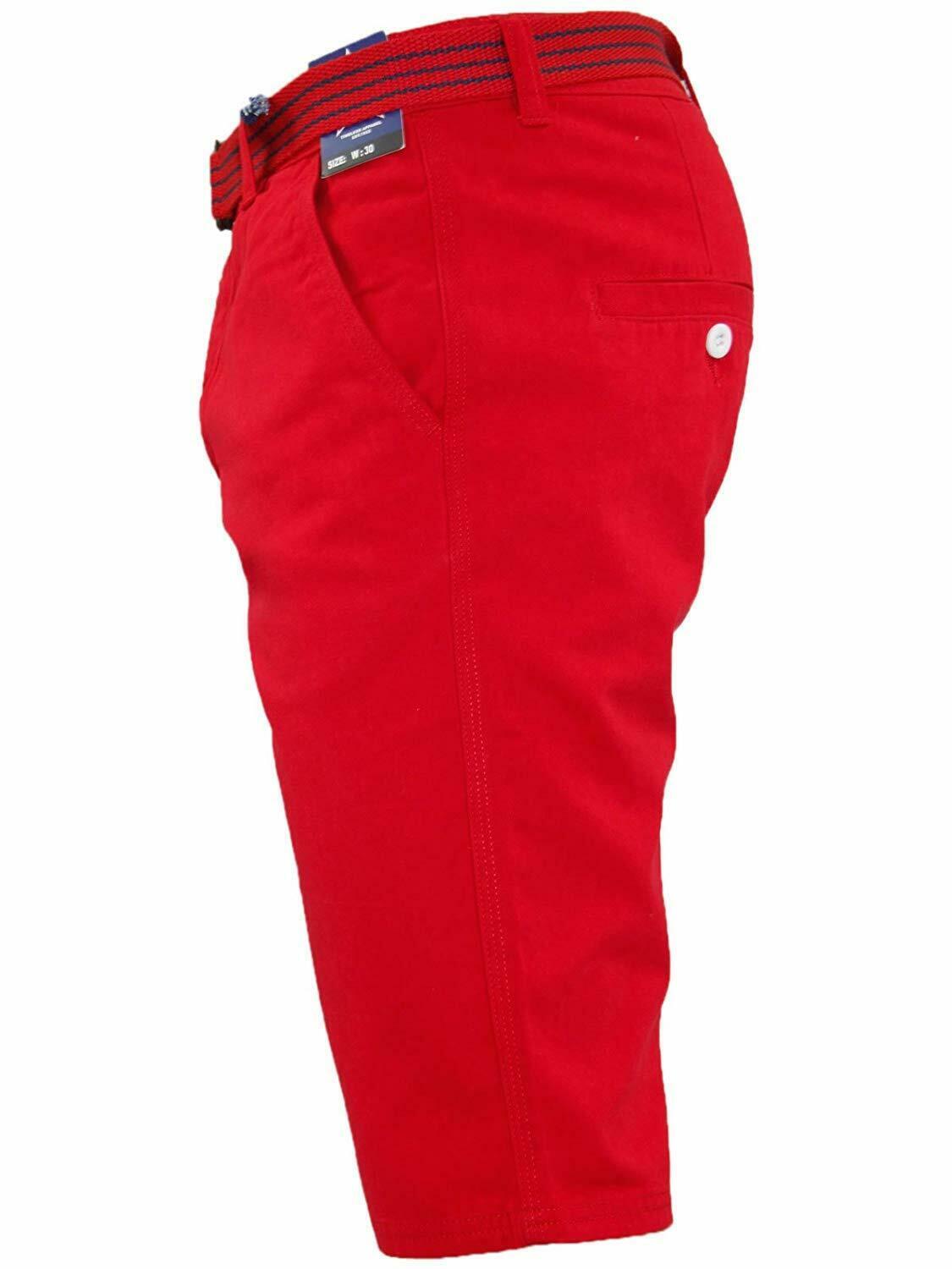 Herren Chino Shorts Freizeit Halb Hose 100% Baumwolle Sommer Jeans Frei Webgürtel - Bild 68 von 79
