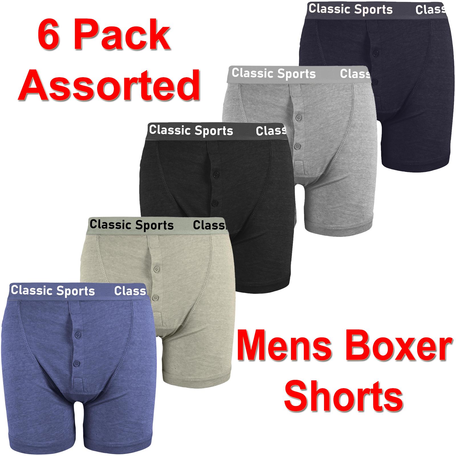 6, 12 Pack Mens Boxer Shorts Plain Button Fly Underwear Underpants Trunks Boxers - Picture 8 of 19