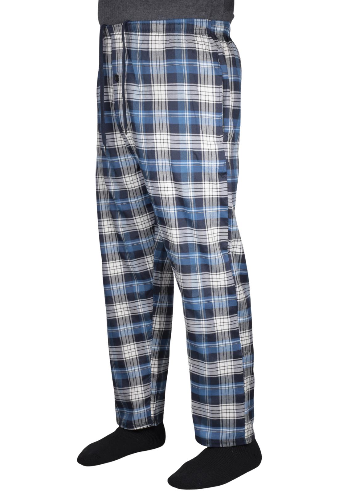 Paquete de 2 pantalones de pijama para hombre tejidos a cuadros de algodón ropa de dormir a cuadros pantalones de salón - Imagen 10 de 33
