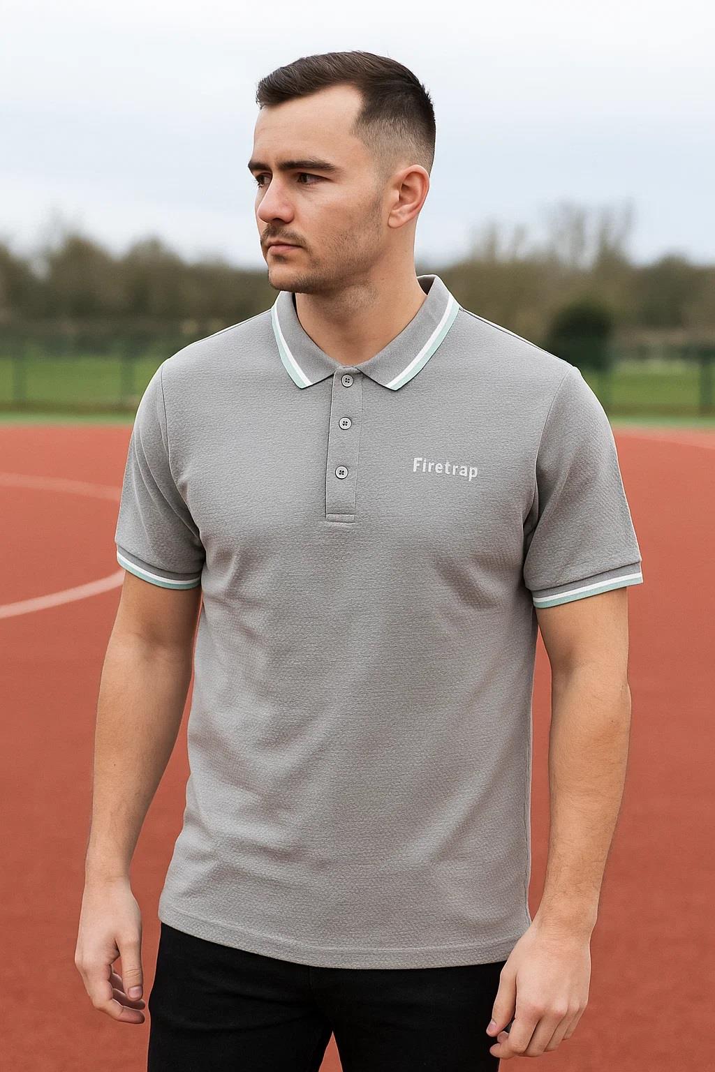 Mens Polo T Shirt Firetrap Plain Shirt Short Sleeve Pique Golf Casual Tee Shirts - Picture 8 of 13