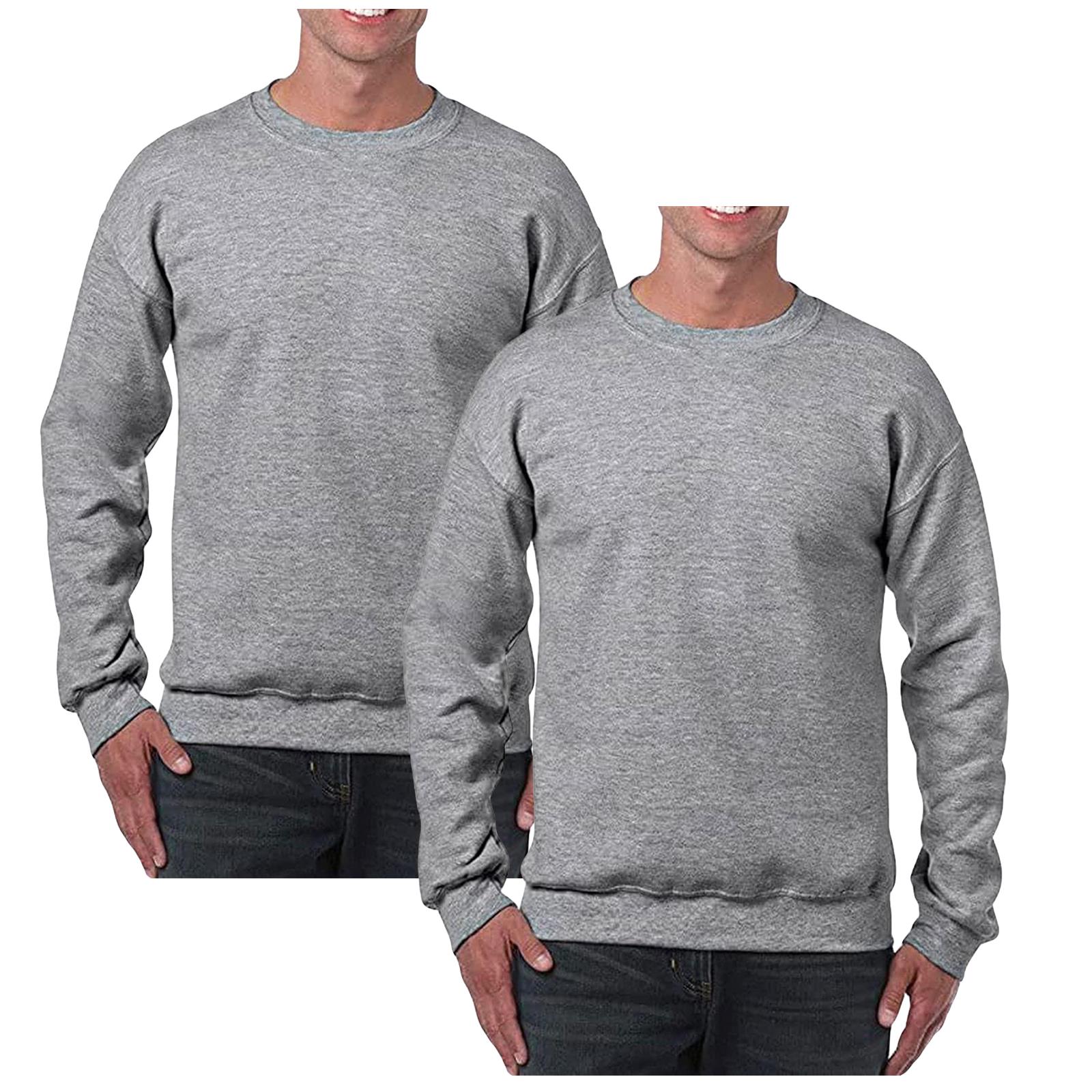 Sudadera lisa para hombre Jersey Suéter Pullover Trabajo Informal Top Paquete de 2 y 3 - Imagen 33 de 40