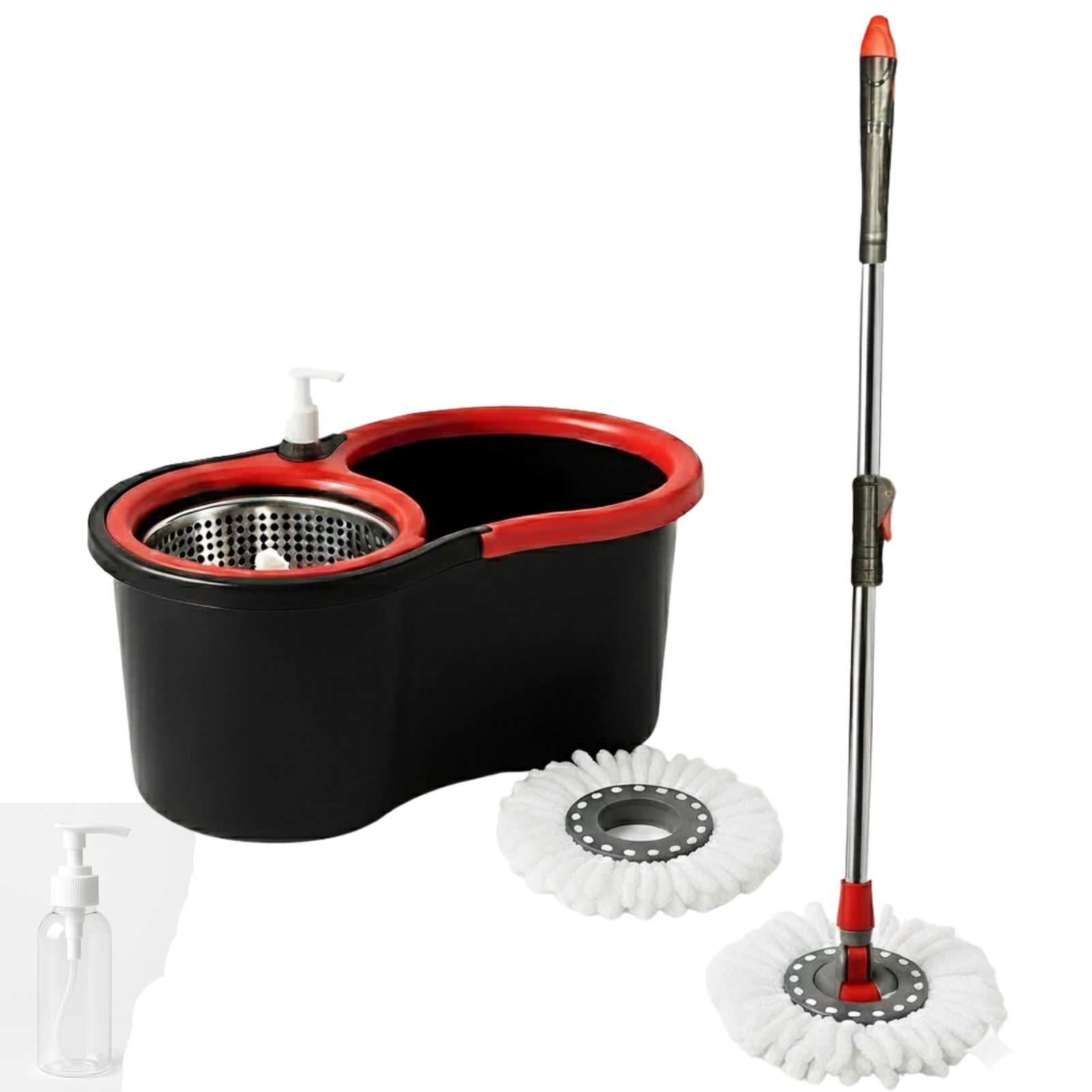 360° FLOOR MAGIC SPIN MOP BUCKET SET WITH 2 HEADS MICROFIBRE ROTATING DRY HEADS - Picture 10 of 17