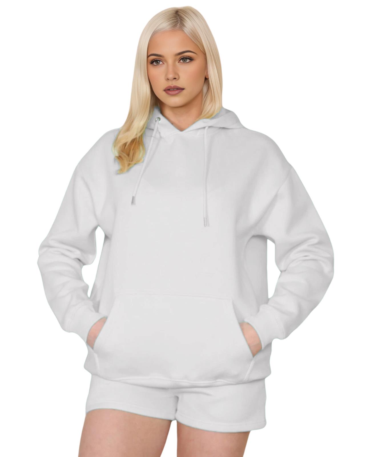Womens Tracksuit Set Ladies Long Sleeve Lounge Wear Hoodie Fleece Sweat Short - Picture 10 of 20