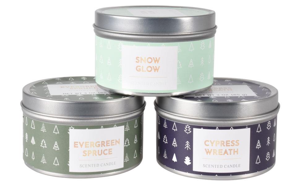 Scented Candles New Set of 3 Festive Christmas Decorative Tin Xmas Gift set - Picture 46 of 99