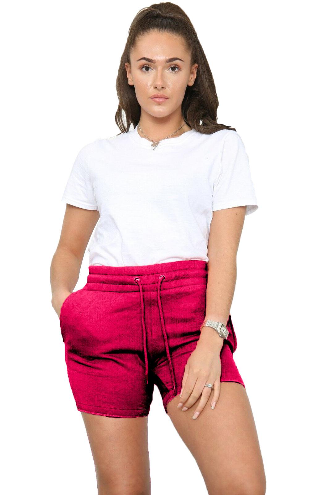 Ladies Shorts Summer Gym Sweat Fleece Tie Elasticated Waist Cycling Pants S-XL - Picture 12 of 21