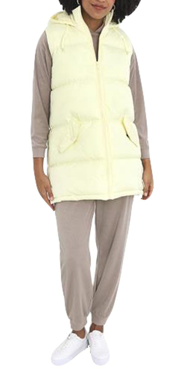 Ladies Hooded Puffer Gilet Jacket Long Line Womens Padded Top Winter Body Warmer - Picture 8 of 15