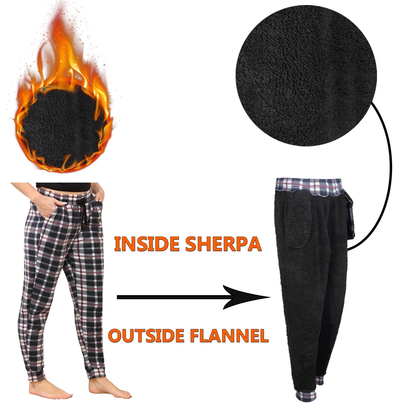 Pantalones de chándal para mujer de franela elásticos con cordón polar a cuadros PJ - Imagen 13 de 48