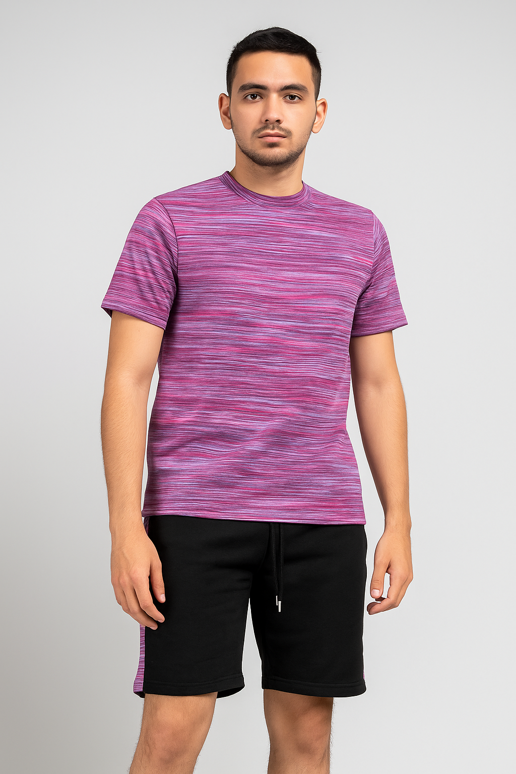 Conjunto de pantalones cortos para hombre camiseta ropa de salón de verano manga corta chándal teñido de moda pijamas - Imagen 9 de 10
