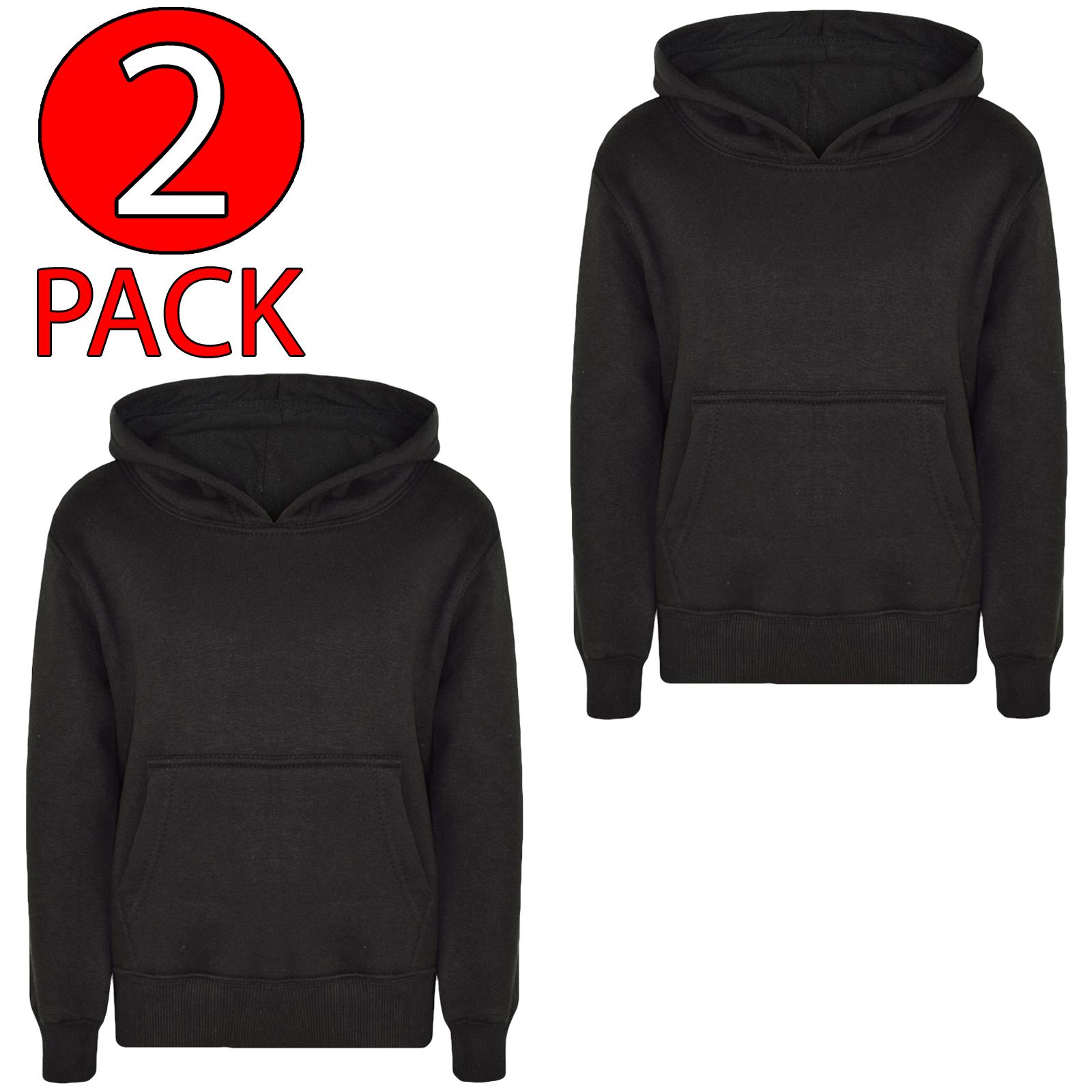 Kids Girls Boys Plain Hooded Jumper Fleece Pullover Hoodie Unisex Sweatshirt - Picture 79 of 128