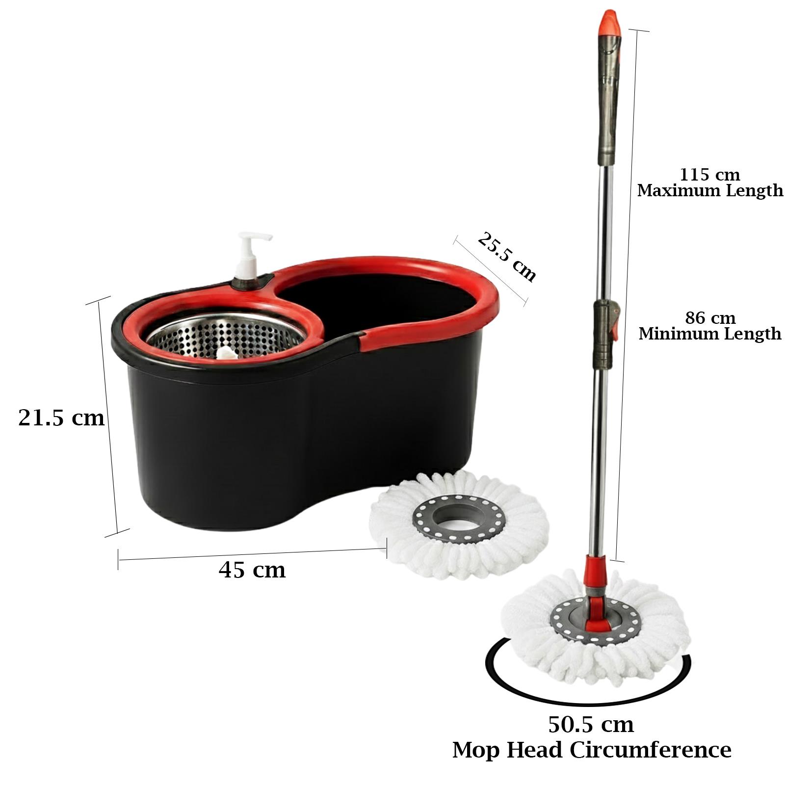 360° FLOOR MAGIC SPIN MOP BUCKET SET WITH 2 HEADS MICROFIBRE ROTATING DRY HEADS - Picture 11 of 17