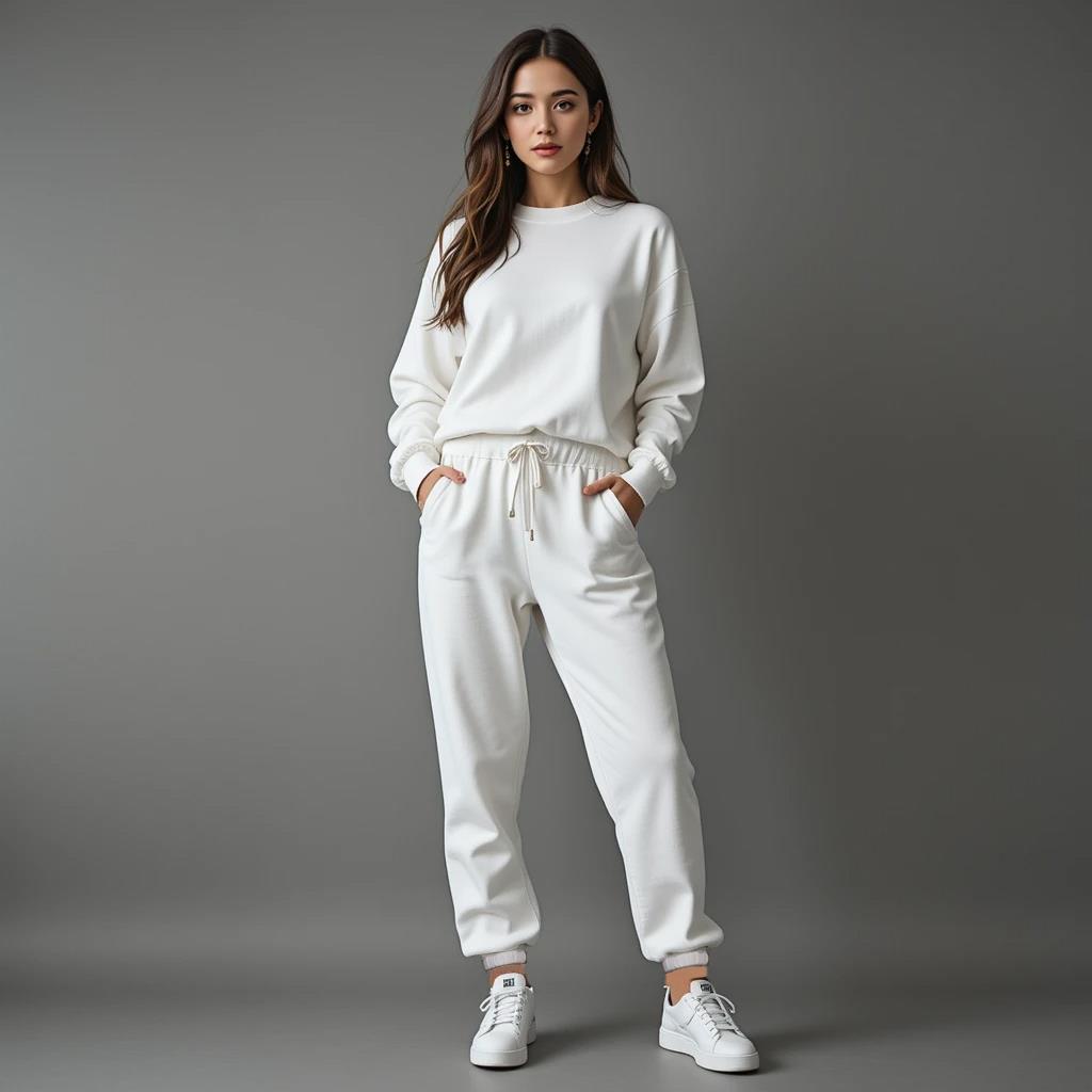 Womens Tracksuit Set Oversize Pullover Trouser Sweatshirt Crew Neck Casual Top - Picture 3 of 5