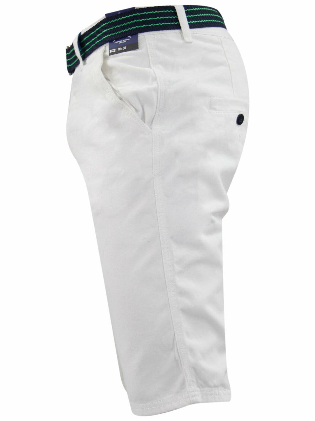 Herren Chino Shorts Freizeit Halb Hose 100% Baumwolle Sommer Jeans Frei Webgürtel - Bild 78 von 79