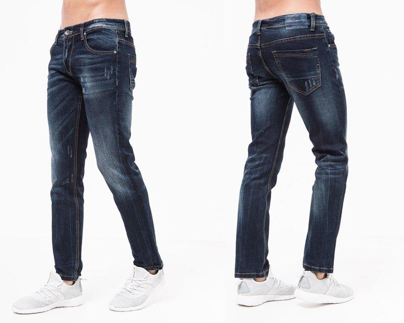 Mens Crosshatch Denim Jeans Slim Fit 