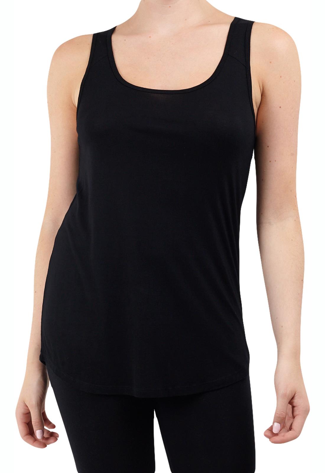 Ladies Womens Plain Vest Sleeveless Stretchy Cami Slashed Back Wide Tank Tops - Imagen 8 de 13