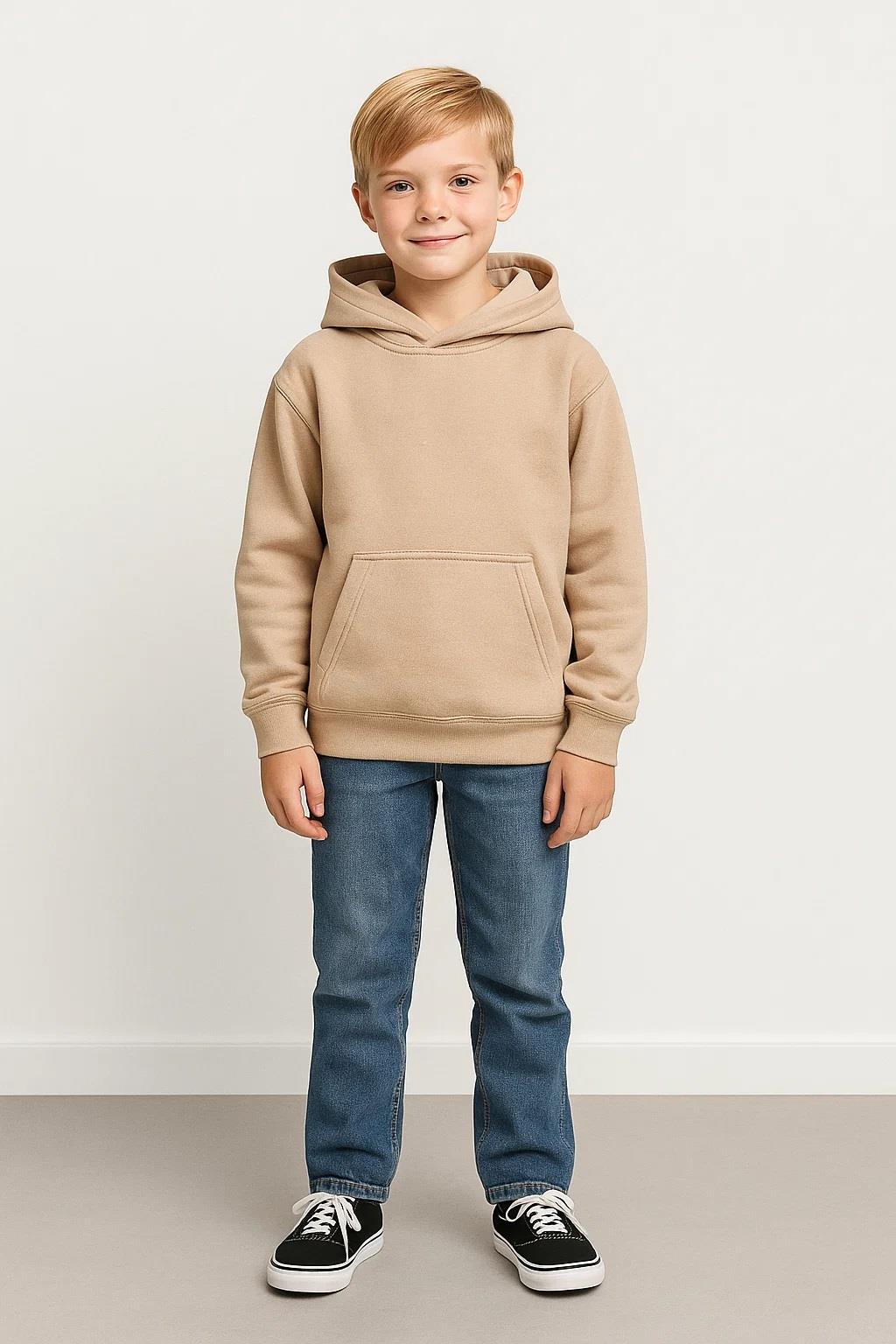 Kids Girls Boys Plain Hooded Jumper Fleece Pullover Hoodie Unisex Sweatshirt - Picture 125 of 128