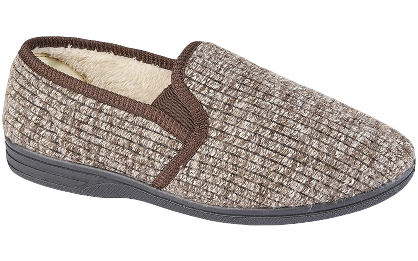 Men Slippers Slip On Twin Gusset Flat Comfort Luxury Full Back