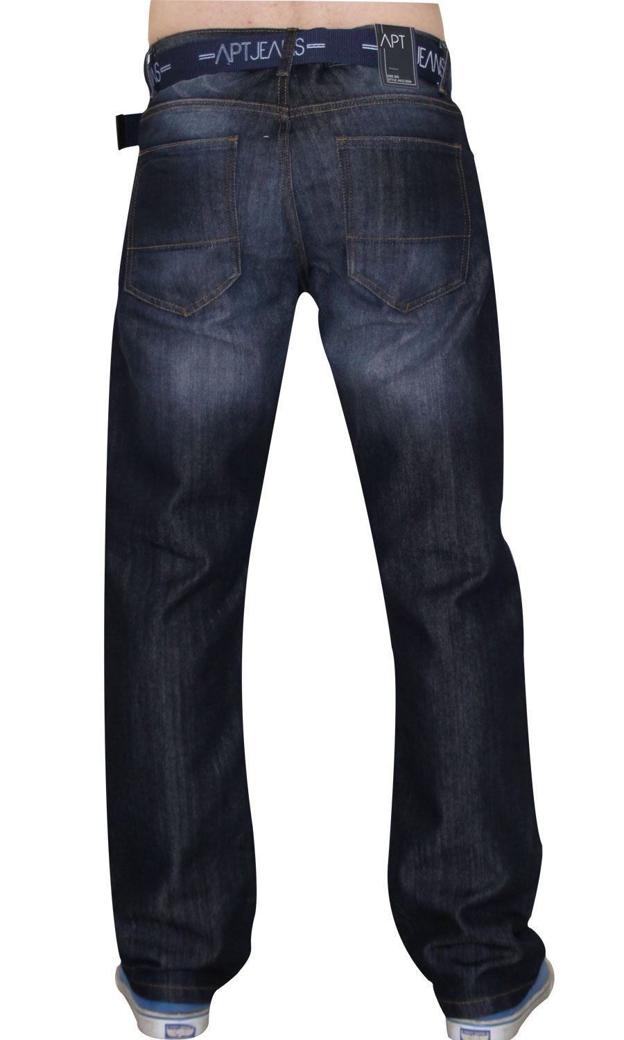 Homme Coupe Standard Jeans Coupe Droite Denim Pantalon Pantalon Avec Gratuit Ceinture Toutes Tailles