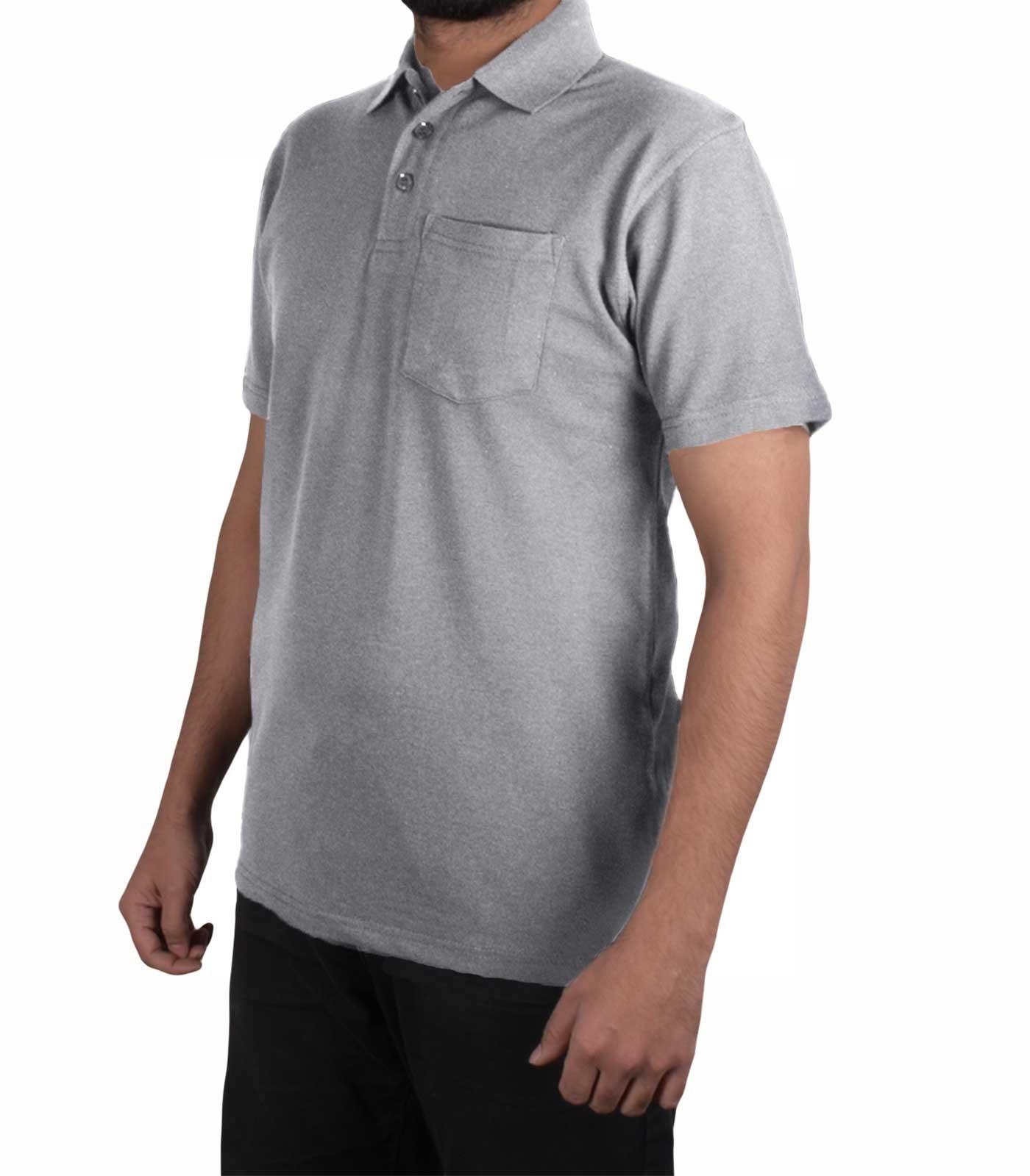 Mens Polo Shirts Casual Work T Shirt Pocket Plain Pique Classic Short Sleeve Tee - Picture 6 of 10