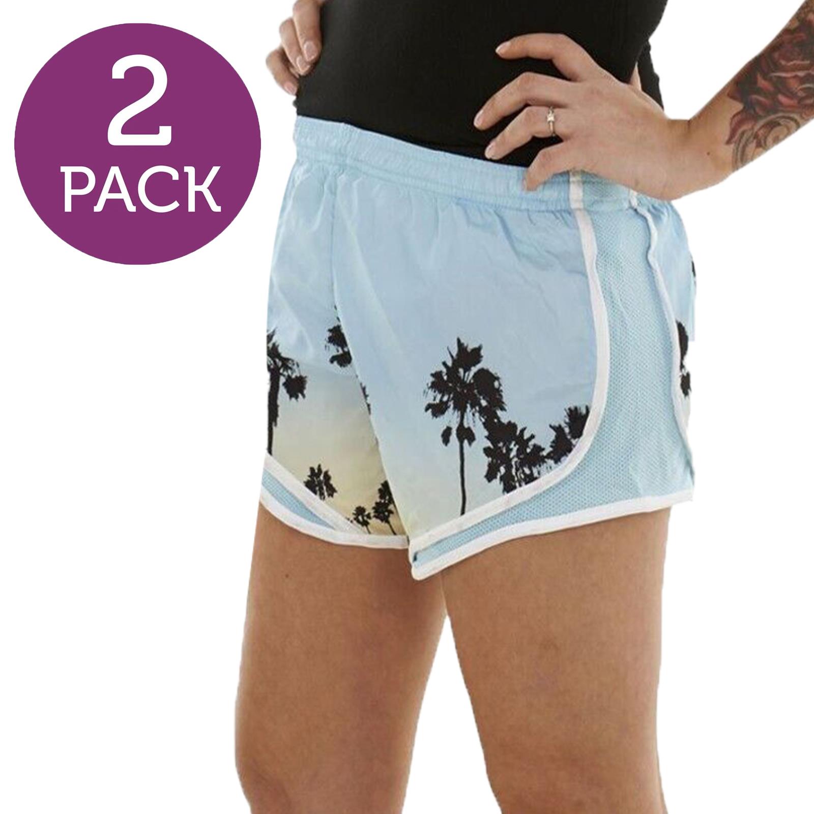 2 Pack Ladies Swim Shorts Bikini Swimwear Beach Swimming Tree Hawaiian Hot Pants