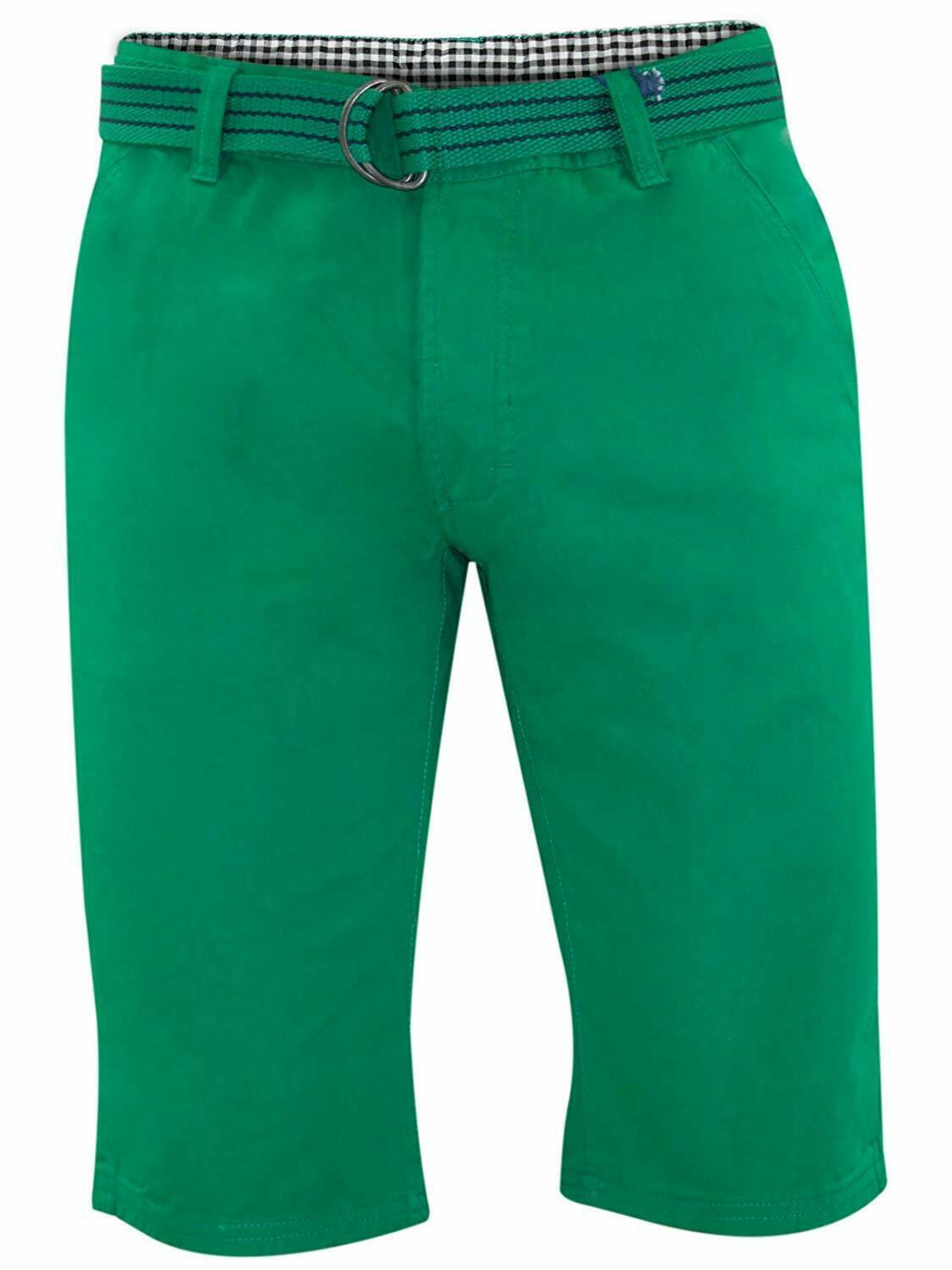 Herren Chino Shorts Freizeit Halb Hose 100% Baumwolle Sommer Jeans Frei Webgürtel - Bild 42 von 79