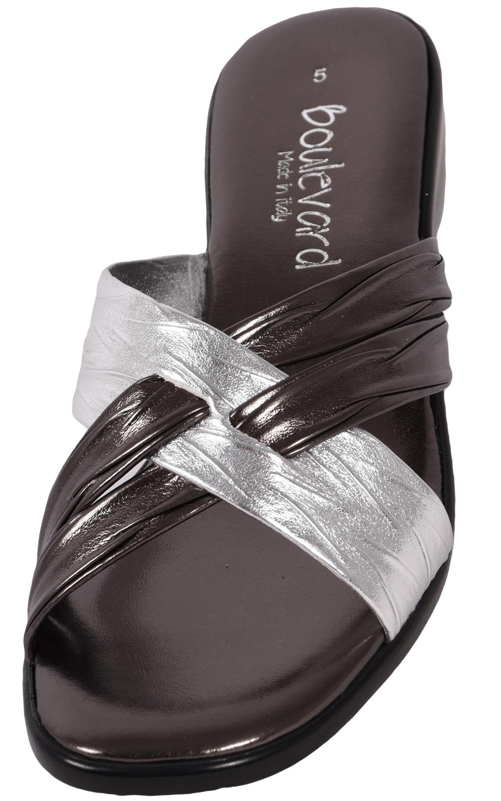 Boulevard Ladies Crossover Mule Sandal Wedge Heel Slip On Padded Socks Size 3-8 - Picture 37 of 40