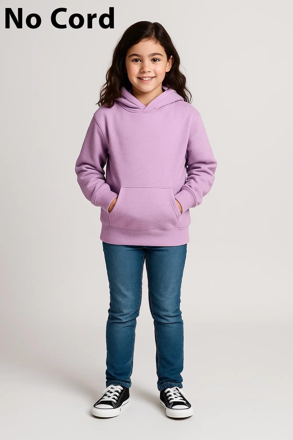 Kids Girls Boys Plain Hooded Jumper Fleece Pullover Hoodie Unisex Sweatshirt - Picture 120 of 128