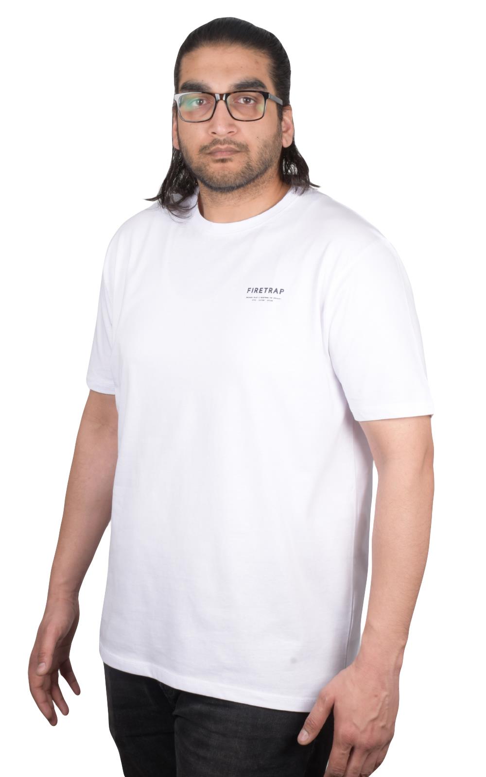 Firetrap Mens Plain T-shirt Crew Neck Short Sleeve T Shirt 100% Cotton Tee Top - Picture 28 of 31