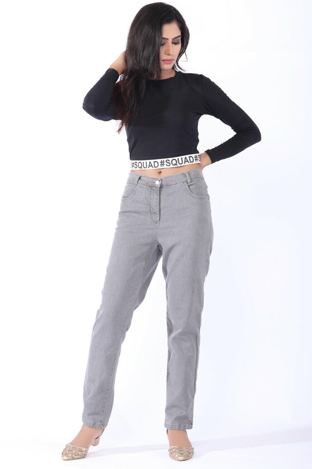 Pantalones de mezclilla elásticos ajustados rectos cintura alta para dama talla 12-28 Reino Unido - Imagen 22 de 43