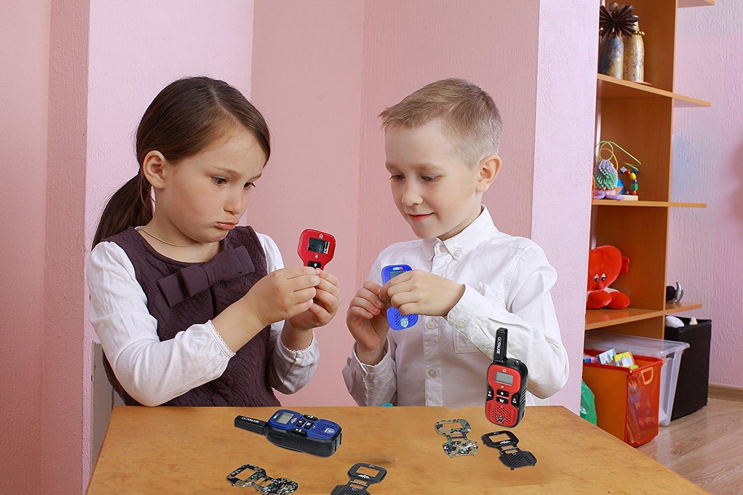 2x Kinder Walkie Talkies große Reichweite 2-Wege Radio LCD Bildschirm Taschenlampe 4 Platten - Bild 8 von 8