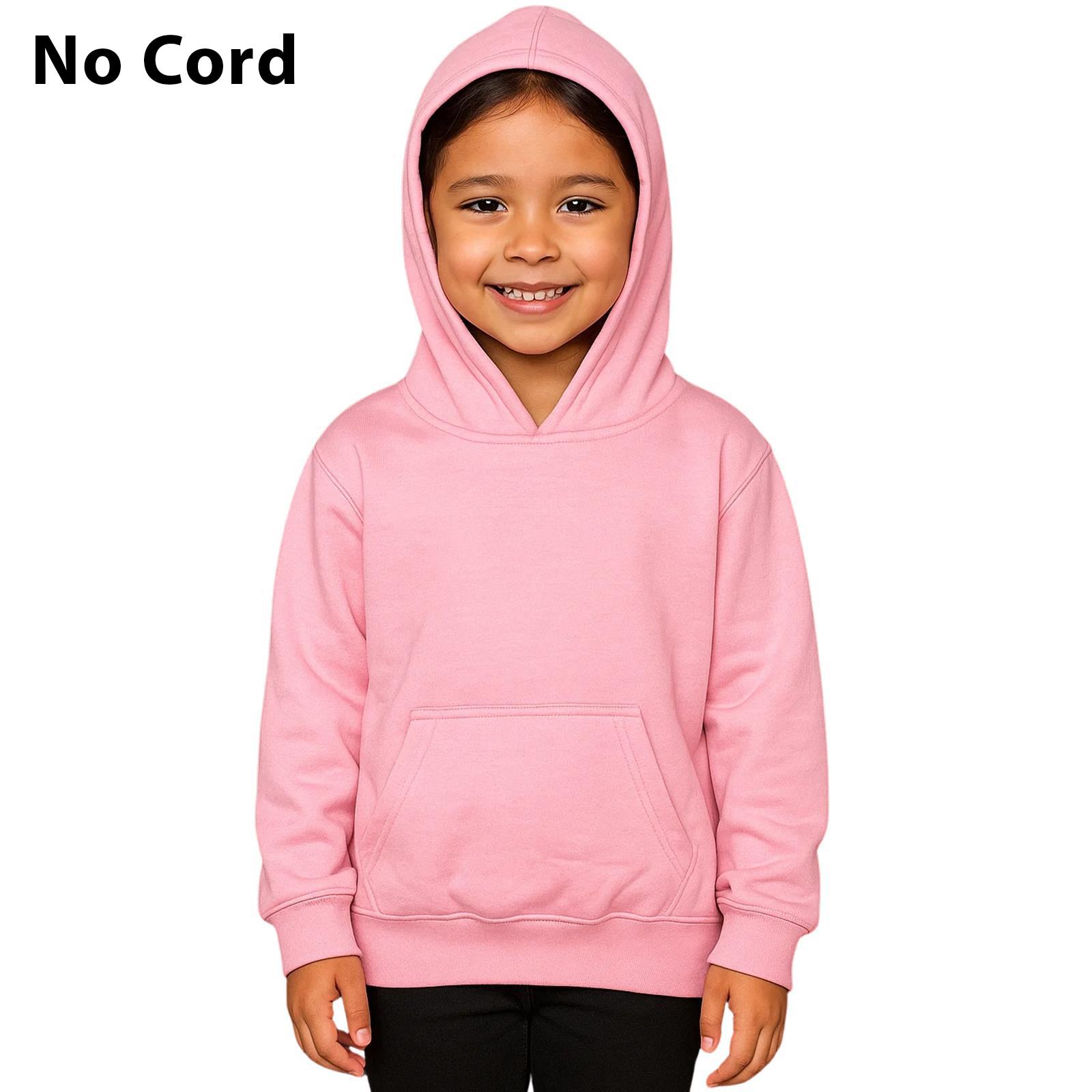 Kids Girls Boys Plain Hooded Jumper Fleece Pullover Hoodie Unisex Sweatshirt - Picture 104 of 128
