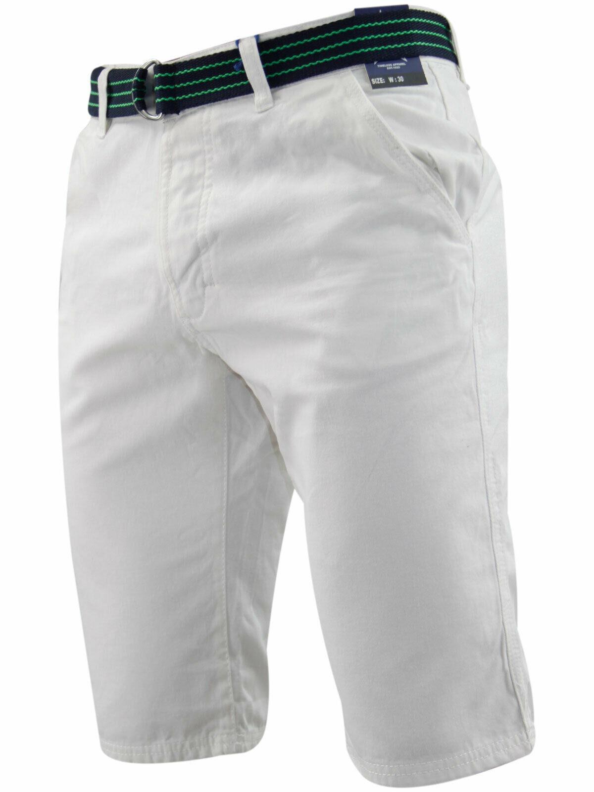 Herren Chino Shorts Freizeit Halb Hose 100% Baumwolle Sommer Jeans Frei Webgürtel - Bild 76 von 79