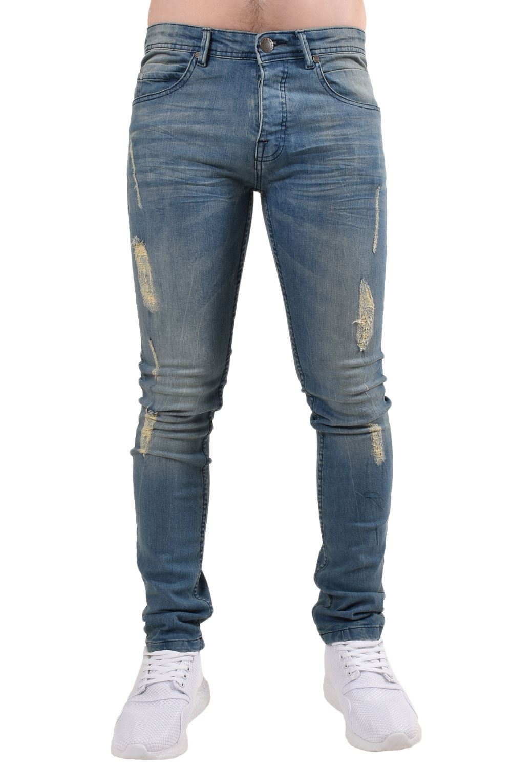 Da Uomo Designer Jeans Pantaloni Pants Jeans Pantaloni Blu Denim Slim Fit Skinny Club Nuovo