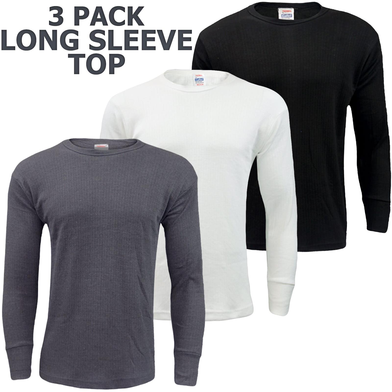 3, 4 Pack Mens Thermal Long Sleeves Shirts Top Winter Warm Long Johns Vest - Picture 7 of 40