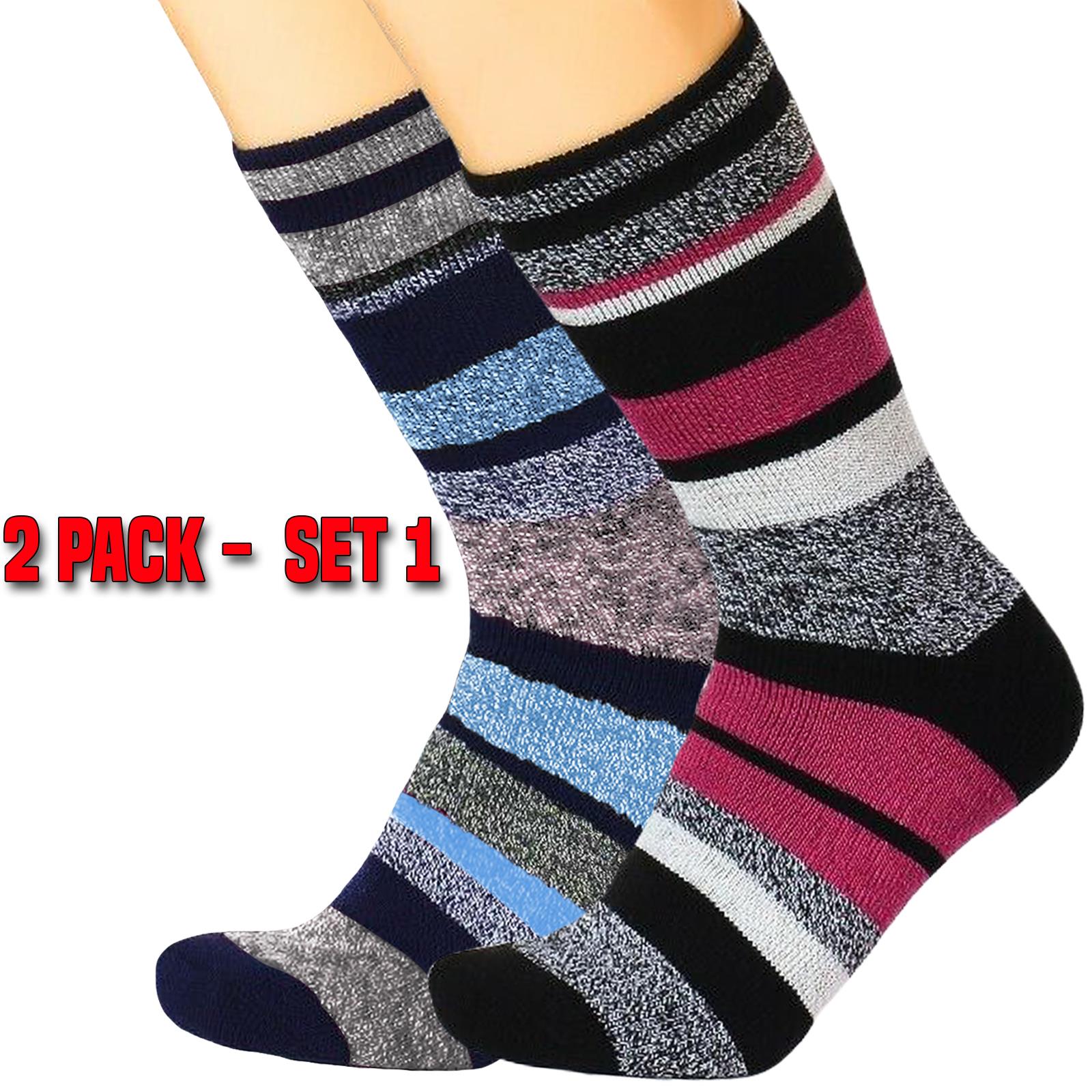 2 Pair Ladies Thermal Socks Women Winter Warm Lightweight Long Comfort