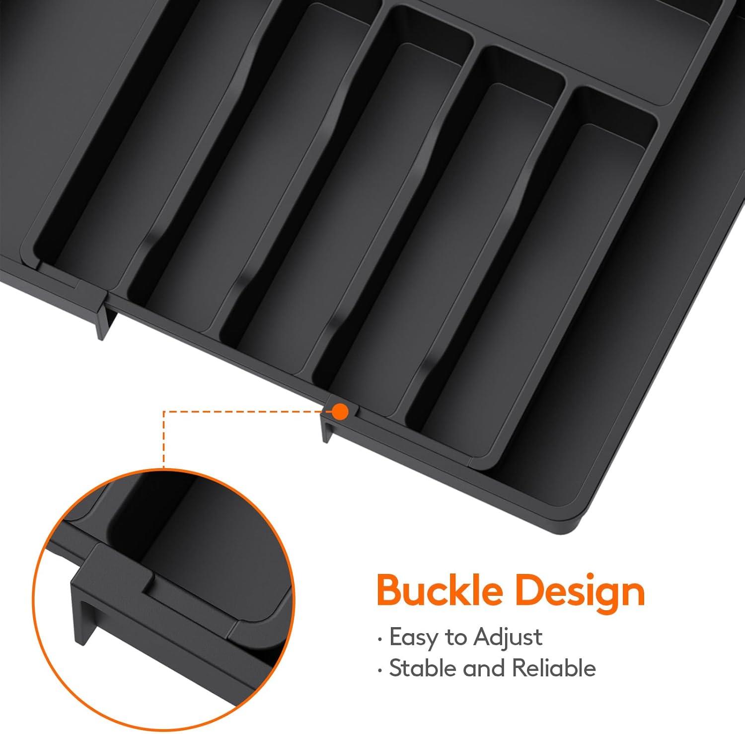 Bandeja organizadora de cubiertos expandible de plástico ajustable cajón de cocina caja de almacenamiento - Imagen 10 de 16